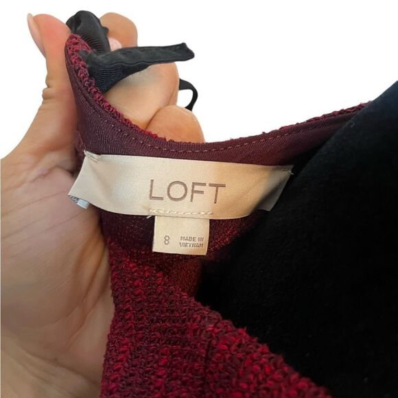 LOFT RED SHIFT KNEE LENGTH BOW TIE BACK CLASSIC & COMFY WOMENS DRESS SIZE 8 - Picture 9 of 9